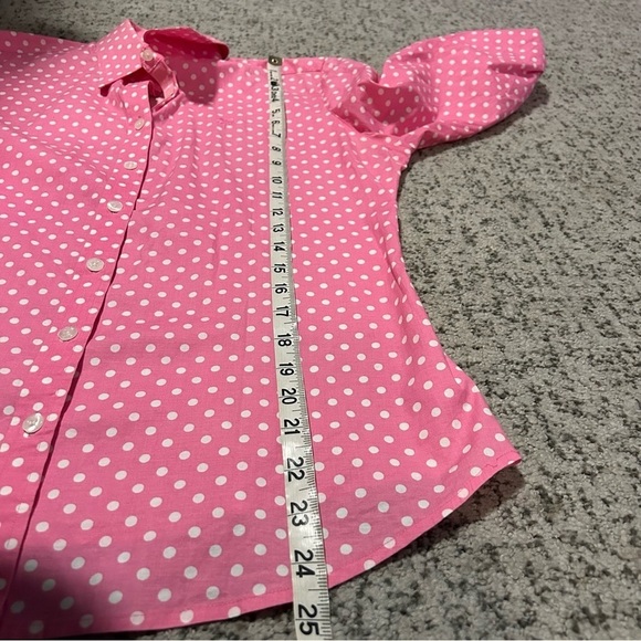 Lilly Pulitzer Pink & White Polka Dot Button Up Long Sleeve Blouse Size 6 - Picture 8 of 9